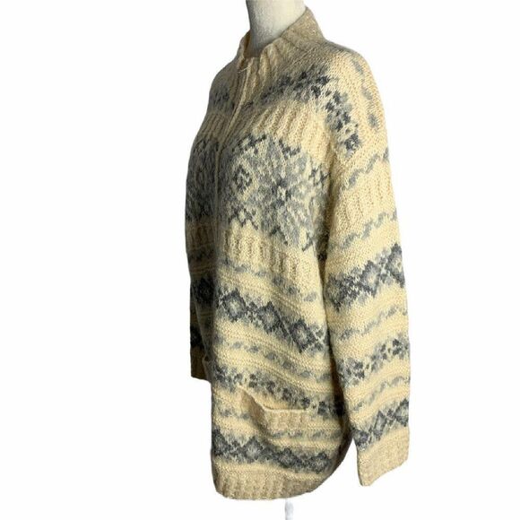 Vintage Hand Knit Wool Cardigan Sweater S Cream - Picture 3 of 6